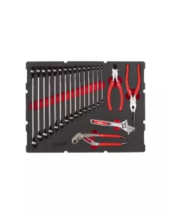 Milwaukee MAX BITE Ringmaulschlüssel & Zangen Einlage (19-teilige Einlage für PACKOUT Koffer mit Schubladen)