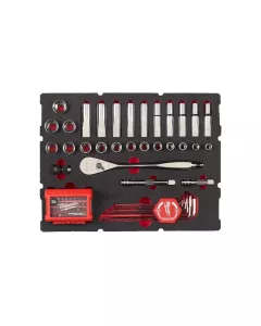 Milwaukee Sechskantschlüssel, SHOCKWAVE Bits & 1/2" Ratschen u. Steckschlüsseleinsätze Einlage (70-teilige Einlage für PACKOUT Koffer mit Schubladen)