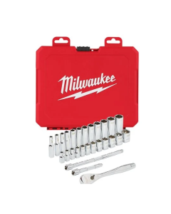 Milwaukee Ratschen- und Steckschlüsseleinsatz Set 1/4" metrisch (28-teilig im PACKOUT Compact-Organiser Slim)