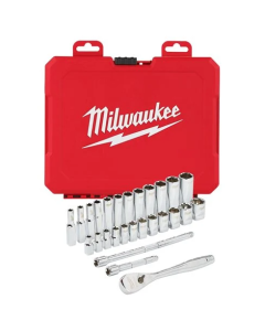 Milwaukee Ratschen- und Steckschlüsseleinsatz Set 3/8" metrisch (32-teilig im PACKOUT Compact-Organiser Slim)